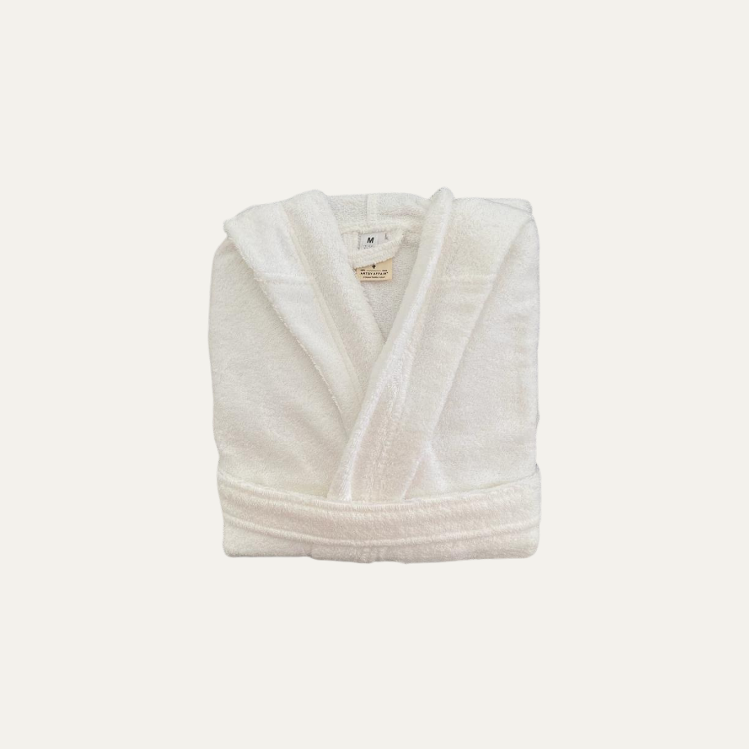 White terry bathrobe