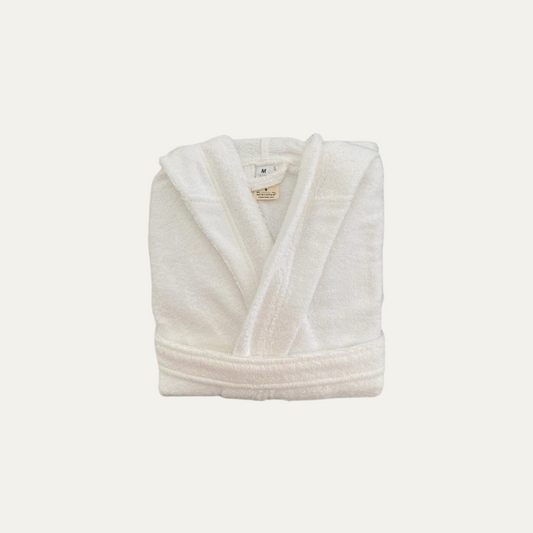 White terry bathrobe