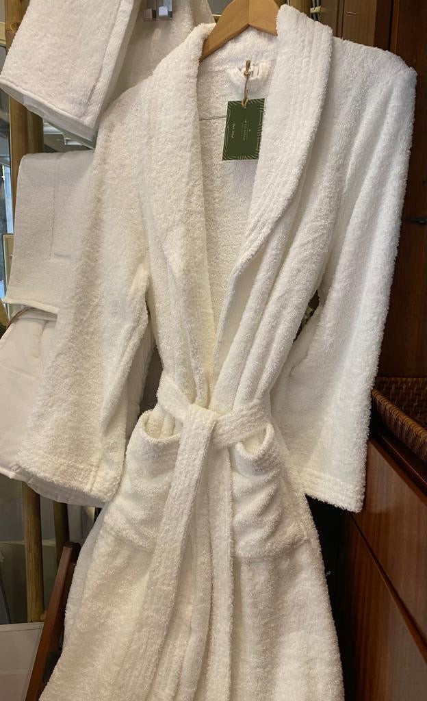 White terry bathrobe