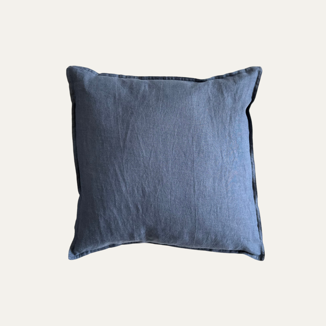 Housse de Coussin en Lin Bleu, Sous la Mer