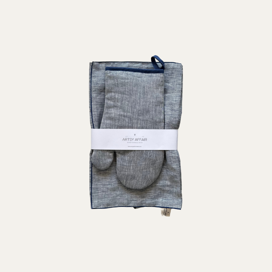 Linen Apron and Glove Set, Various Colors