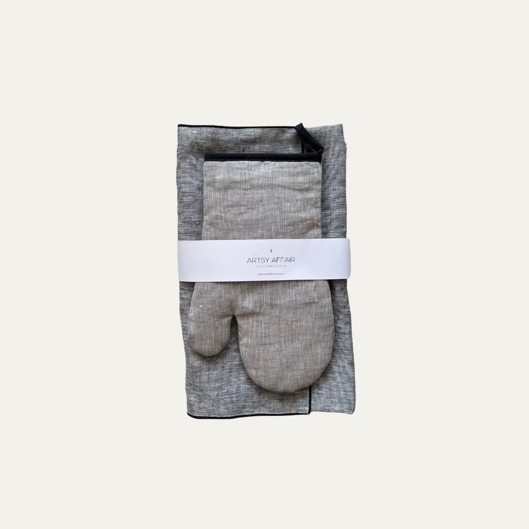 Linen Apron and Glove Set, Various Colors