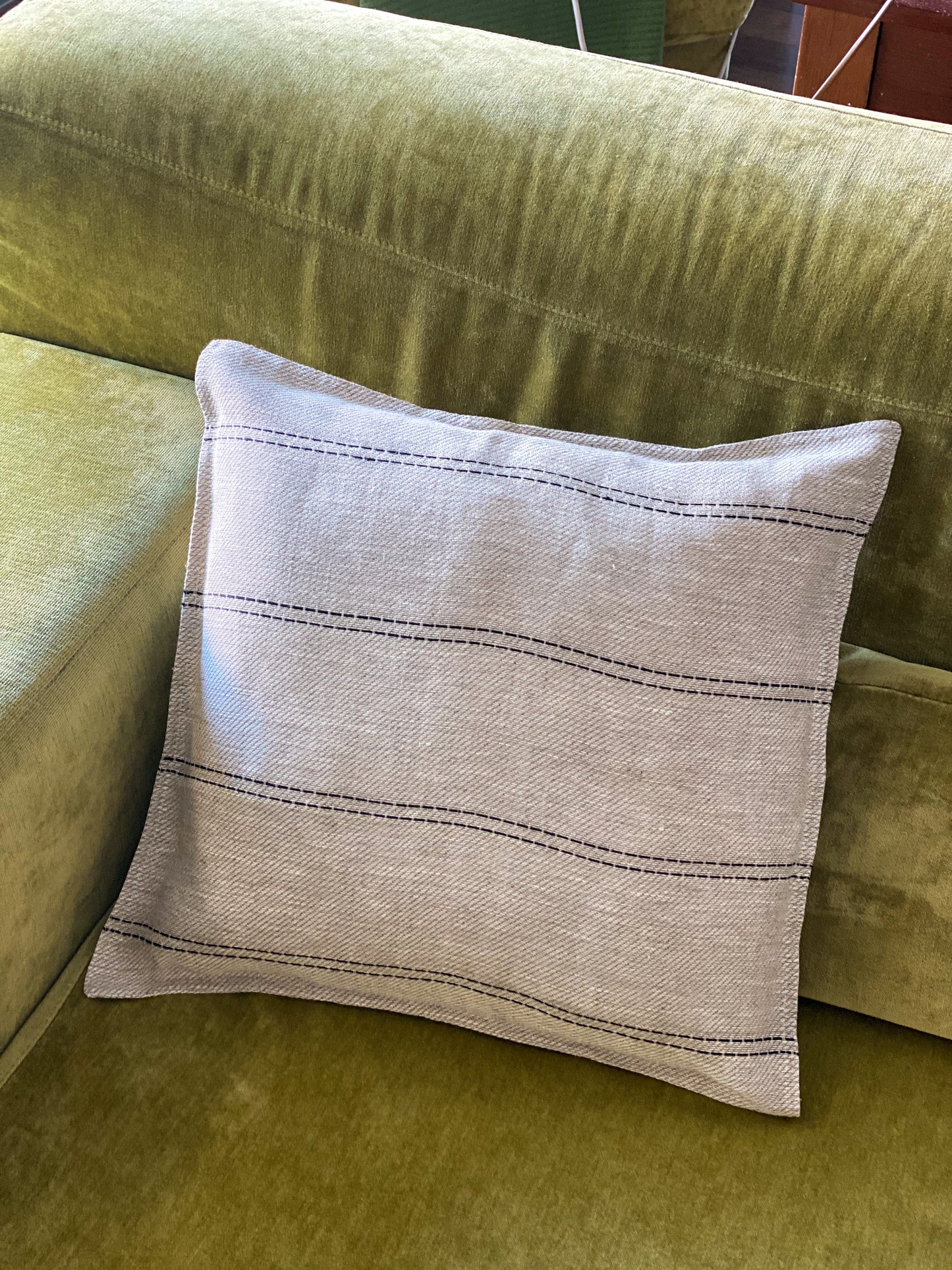 Housse de Coussin en Lin, Pinstripe