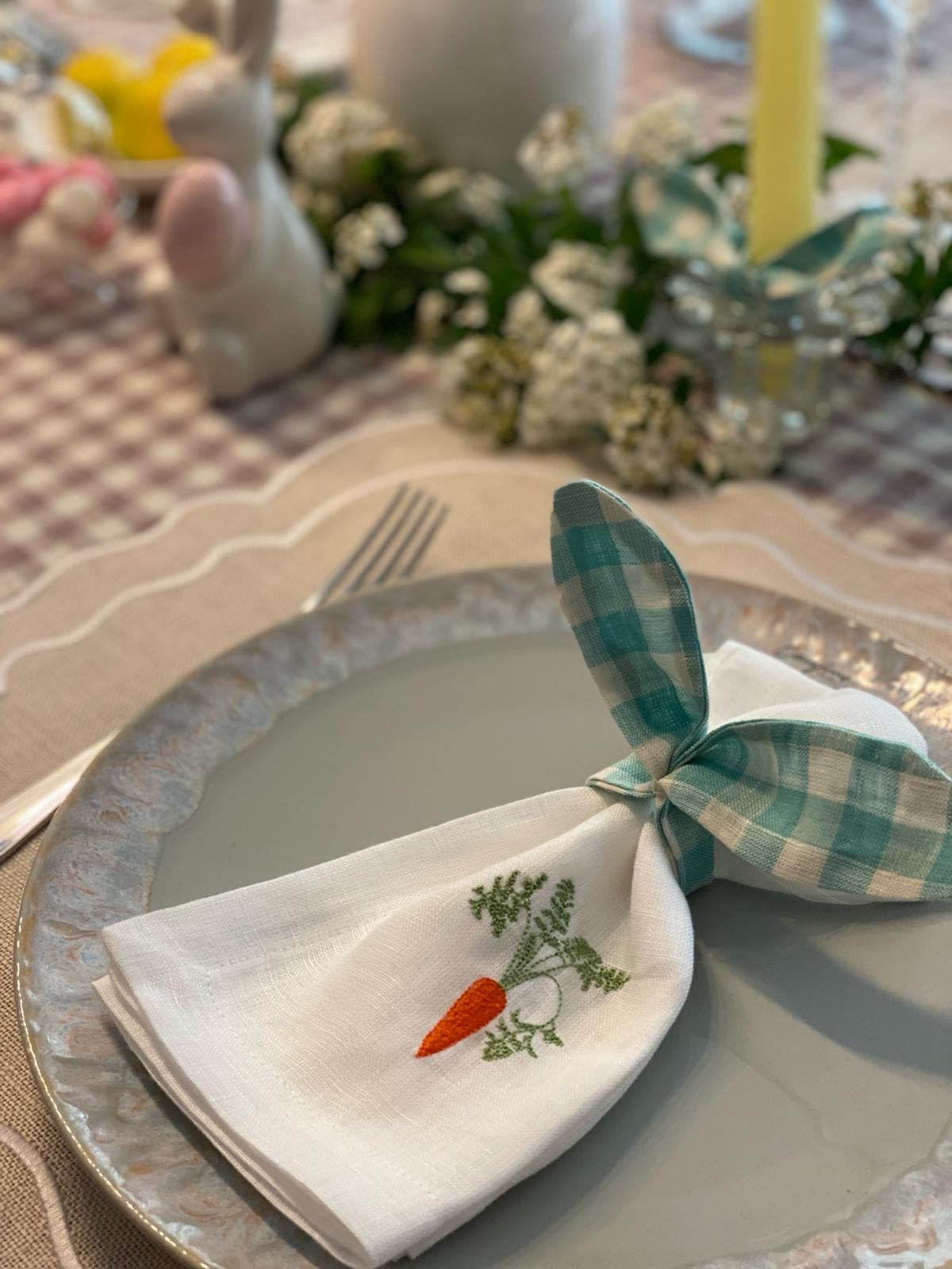 Embroidered Linen Napkin, Carrot