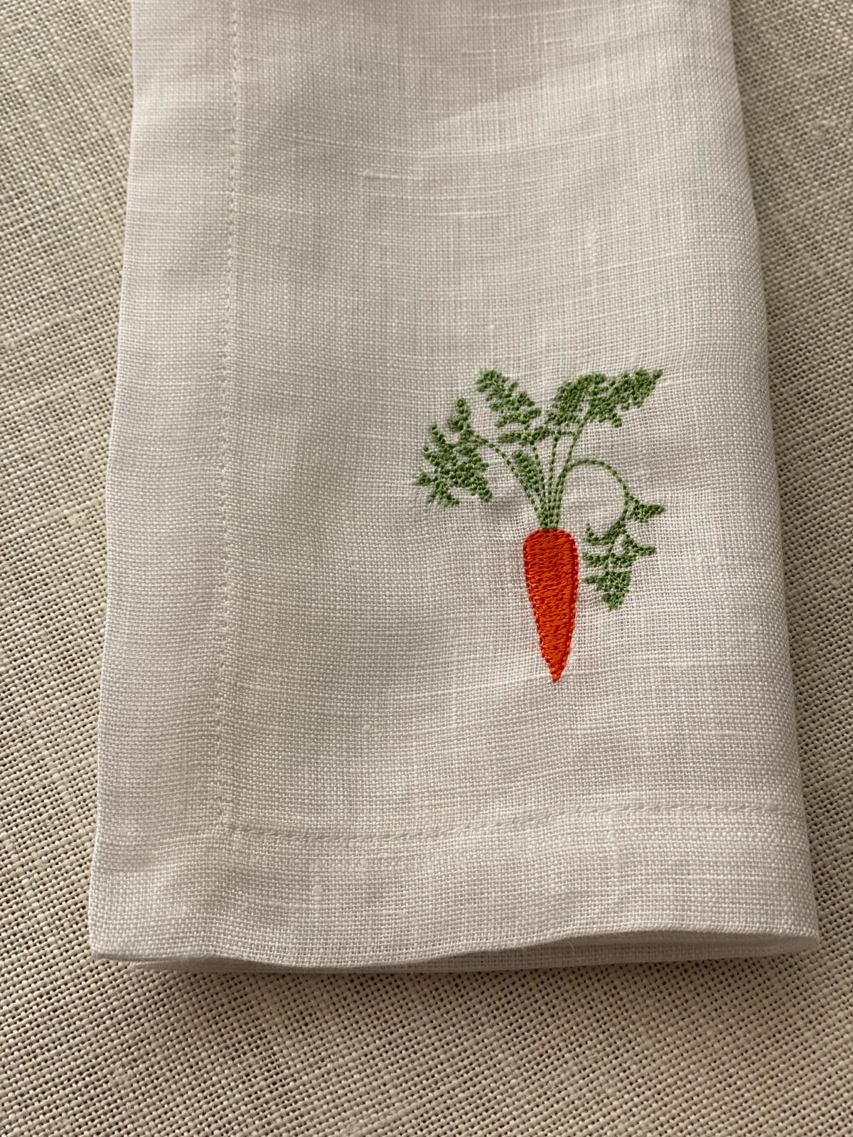 Embroidered Linen Napkin, Carrot