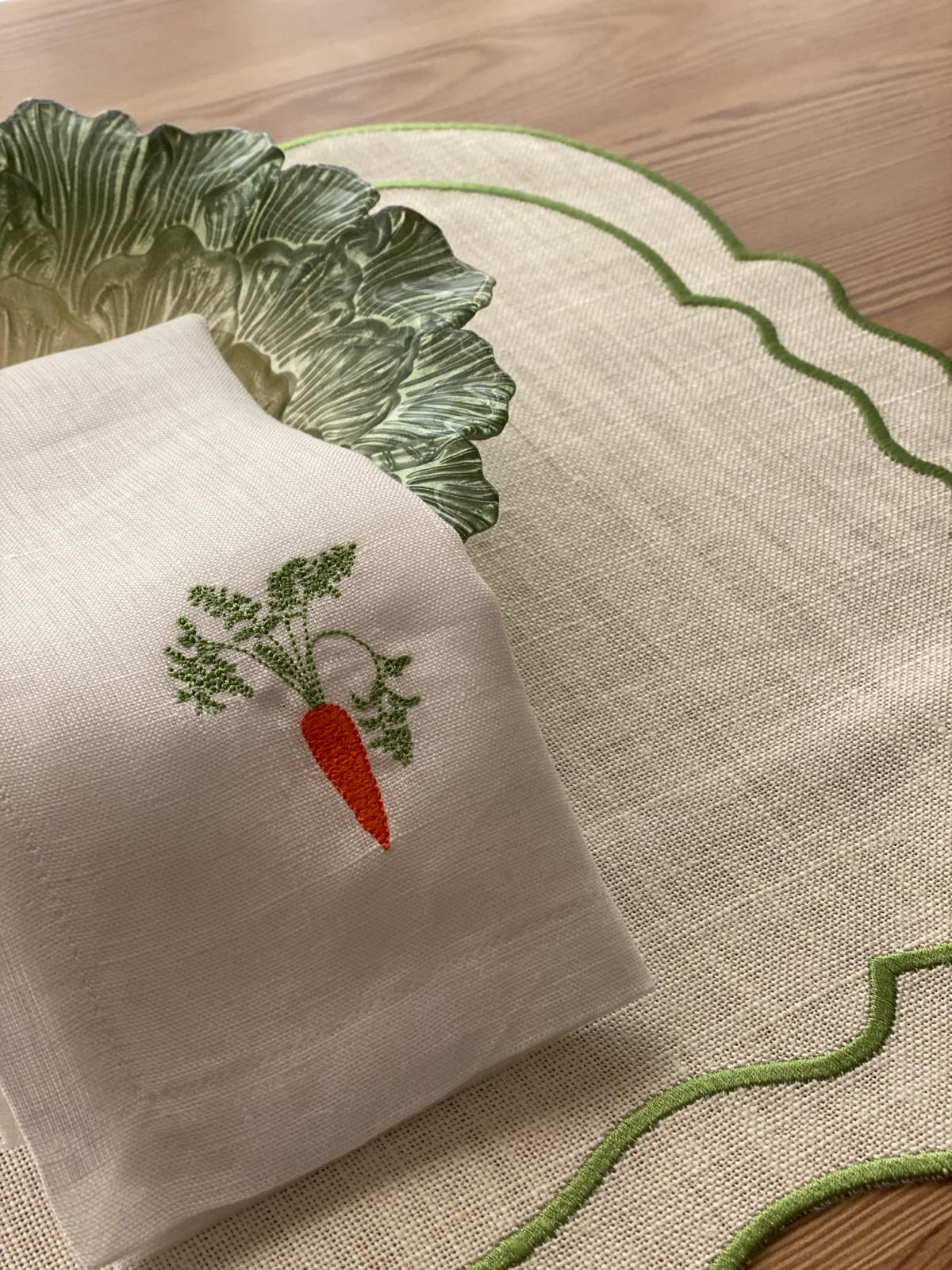 Embroidered Linen Napkin, Carrot