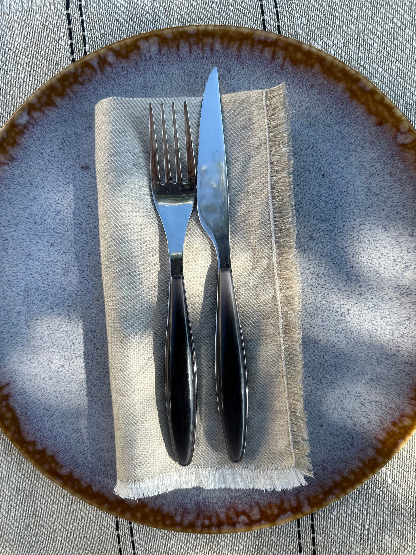 Beige Linen Napkin with Fringe