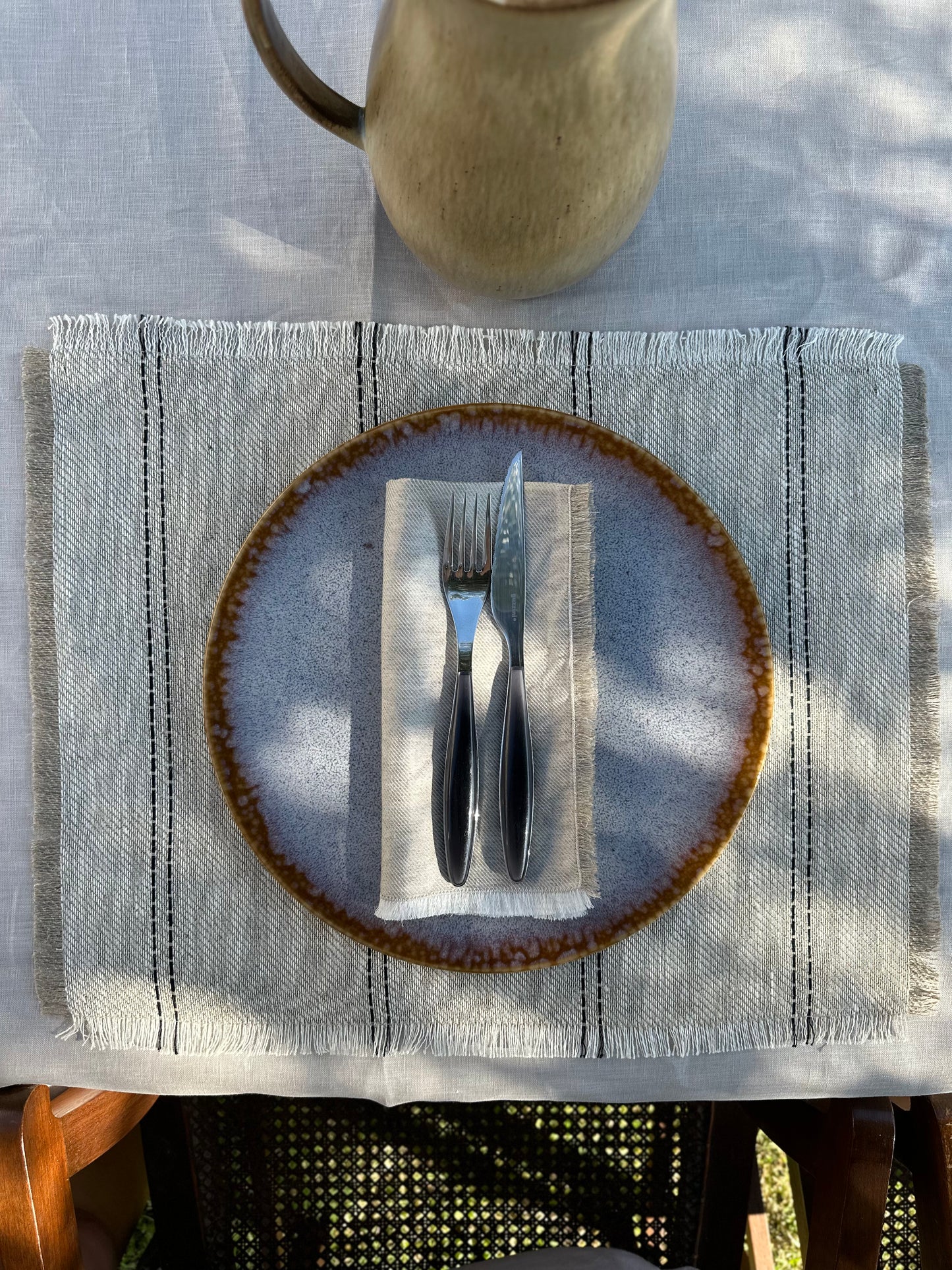 Beige Linen Napkin with Fringe