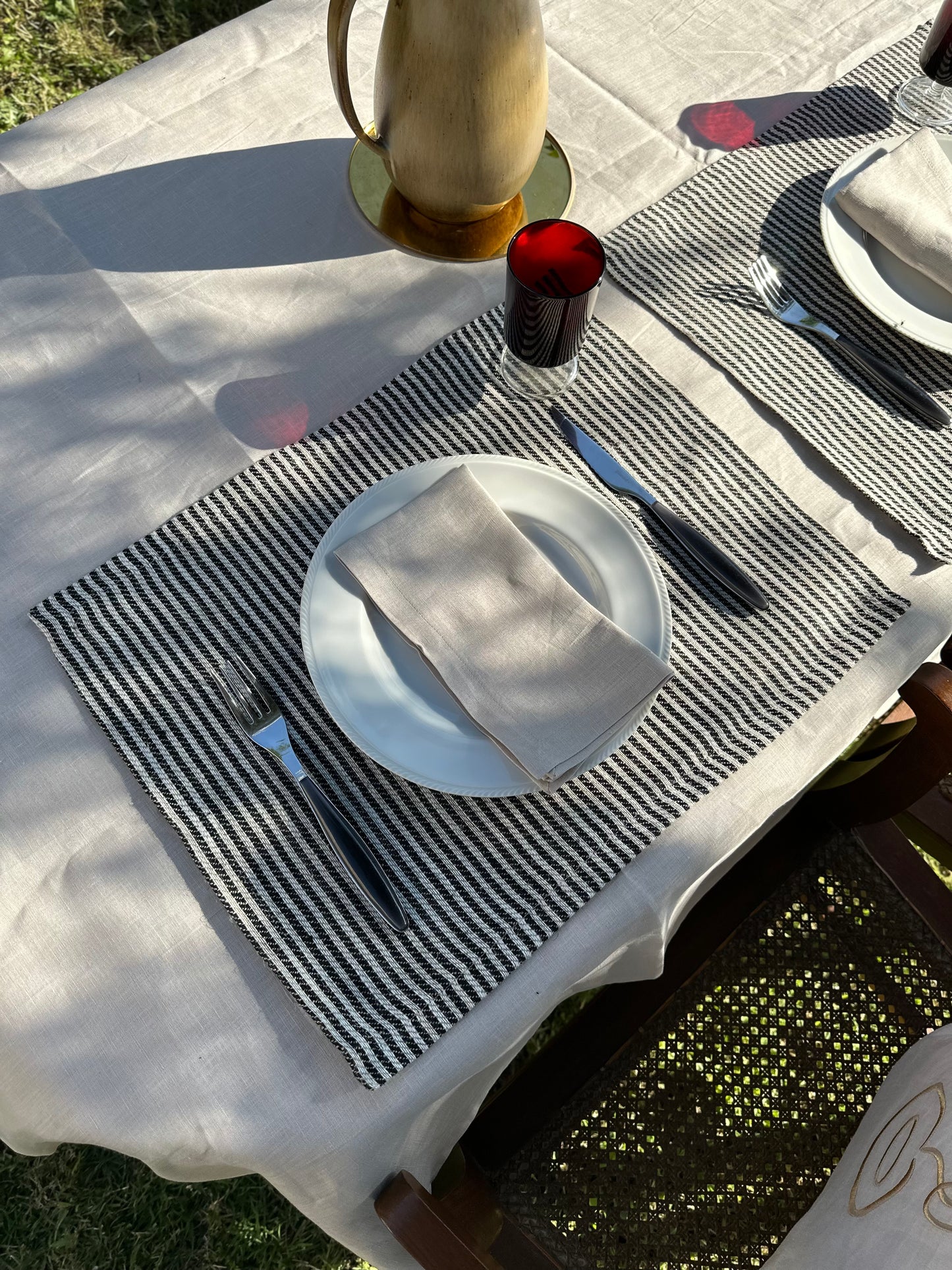 Stripe Burlap Linen Placemat, StripeLux