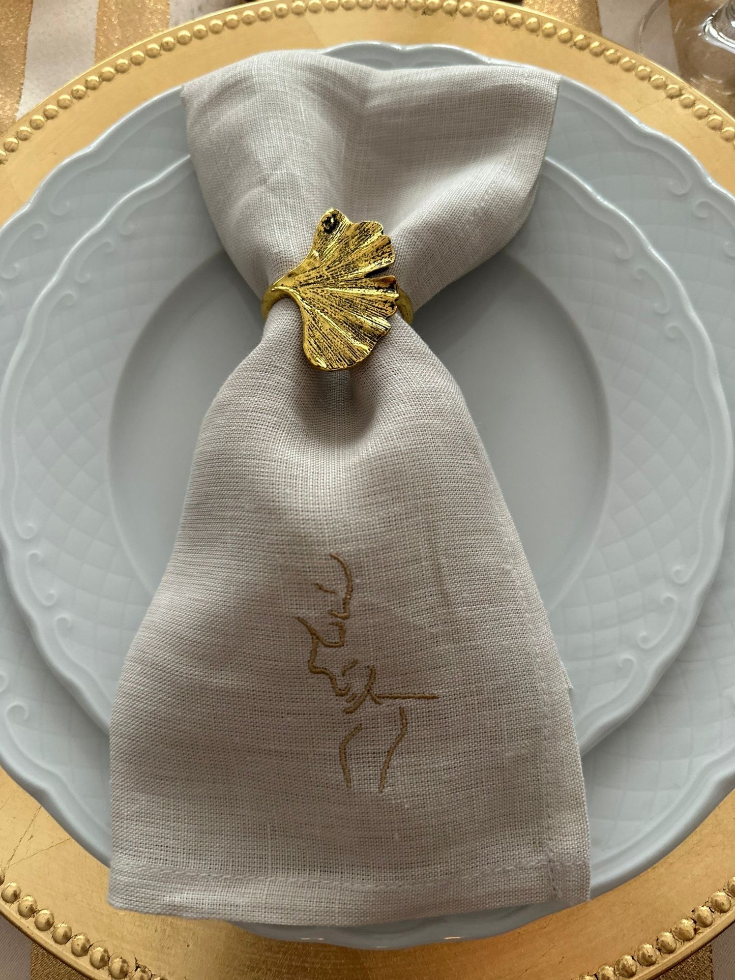 Embroidered Linen Napkin, Love